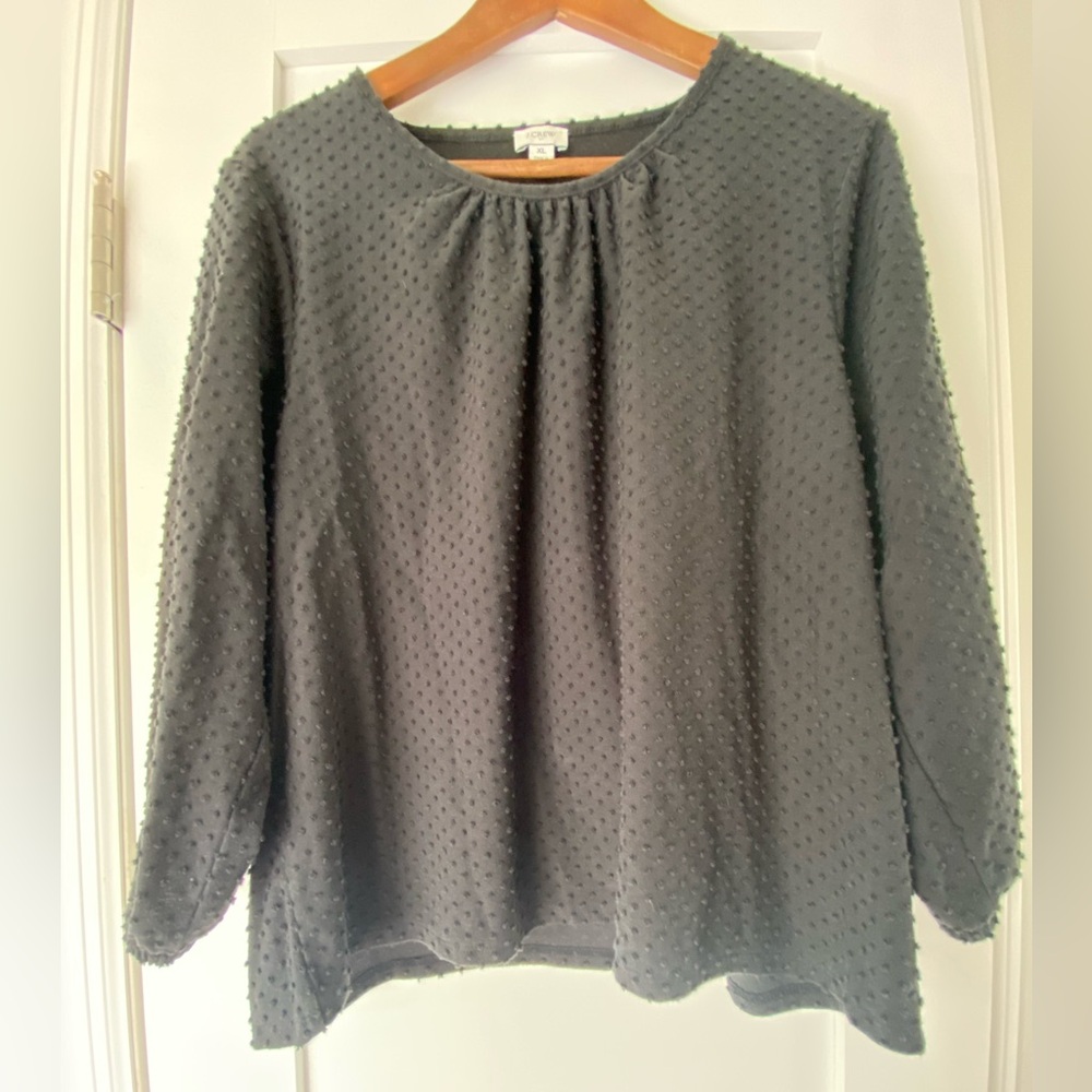 J. Crew Black Cotton Swiss Dot Blouse